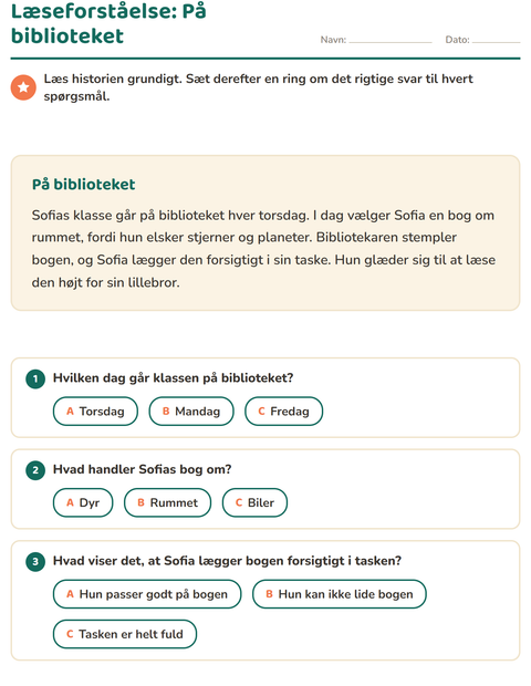 Læseforståelse: På biblioteket