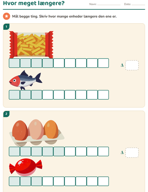 Forhåndsvisning af Måling-arbejdsark med I supermarkedet til 2. klasse