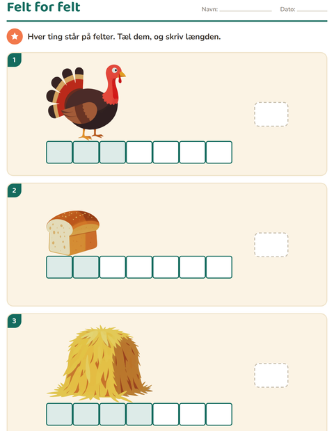 Forhåndsvisning af Måling-arbejdsark med Thanksgiving til 1. klasse