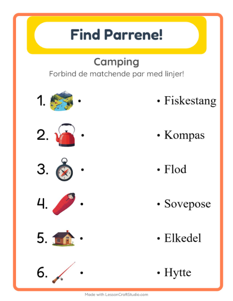 Forbind ord og billede – Camping