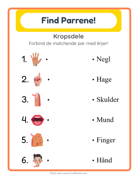 Forbind ord og billede – Kropsdele
