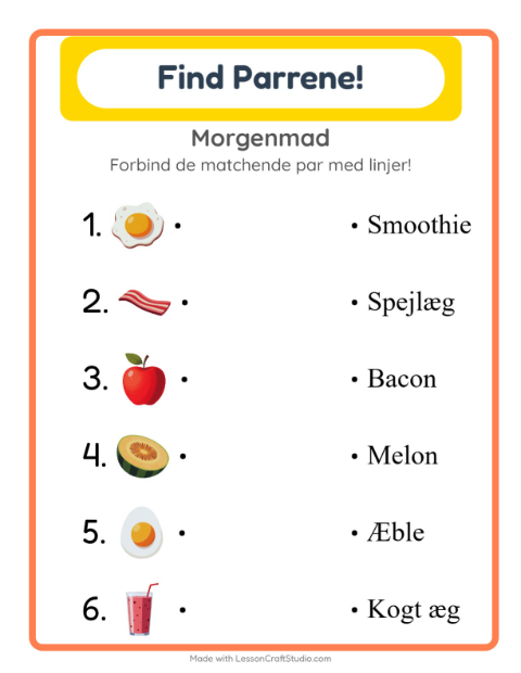 Forbind ord og billede – Morgenmad