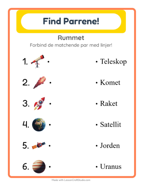 Forbind ord og billede – Rummet
