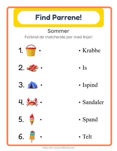 Forbind ord og billede – Sommer