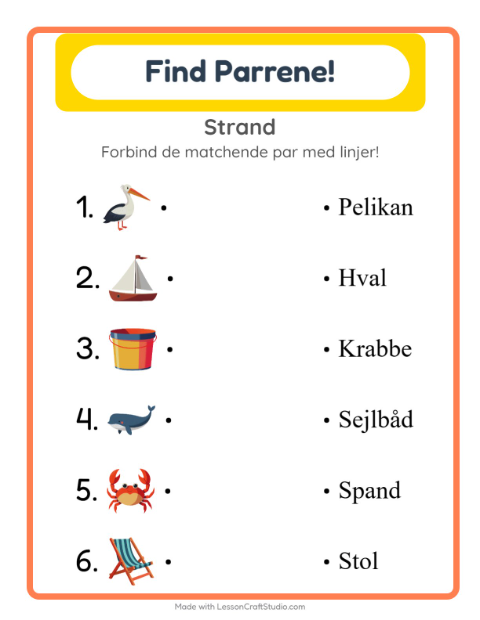Forbind ord og billede – Strand