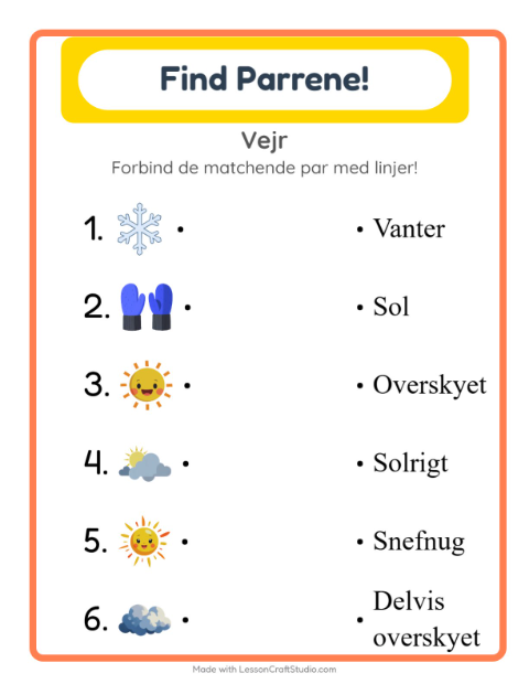 Forbind ord og billede – Vejr