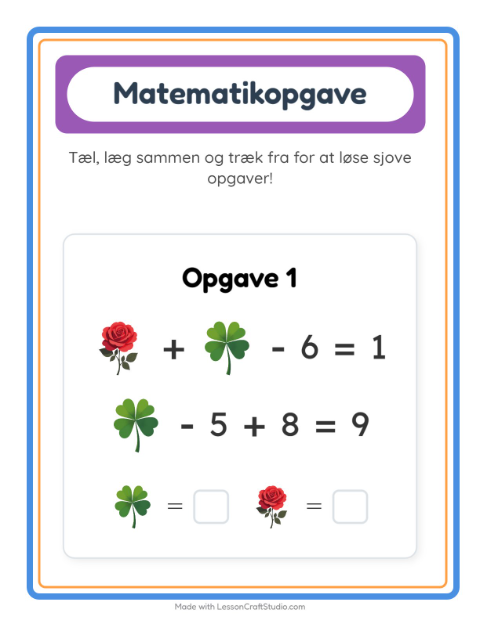 Forhåndsvisning af Matematikark-arbejdsark med Blomster til Børnehaveklasse
