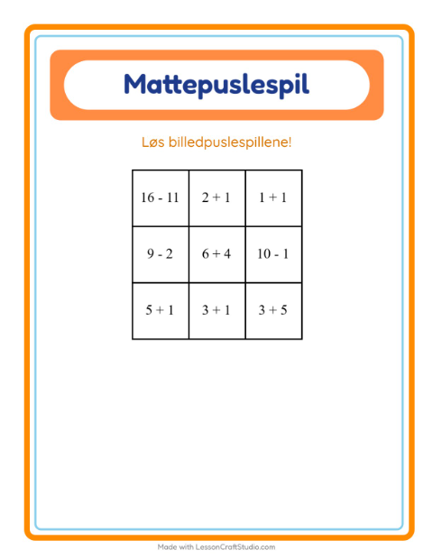 Forhåndsvisning af Matematikpuslespil-arbejdsark med Fugle 2 til 1. klasse