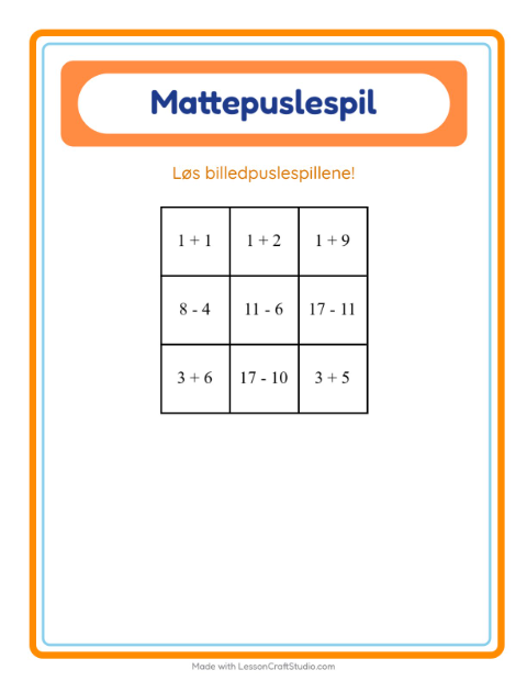 Forhåndsvisning af Matematikpuslespil-arbejdsark med Jul til 1. klasse