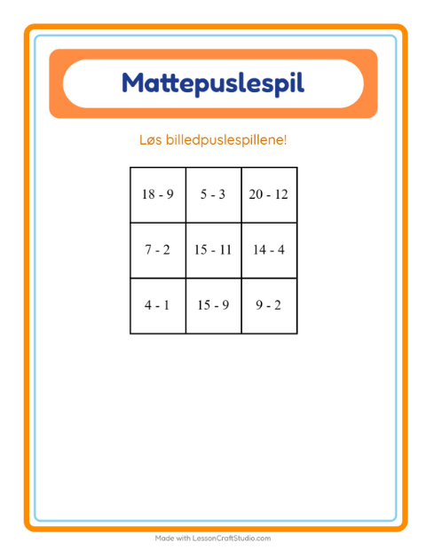 Forhåndsvisning af Matematikpuslespil-arbejdsark med Forår til 1. klasse