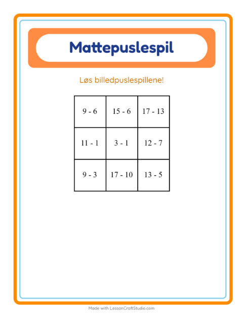 Forhåndsvisning af Matematikpuslespil-arbejdsark med Former til 1. klasse