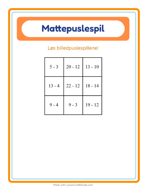 Forhåndsvisning af Matematikpuslespil-arbejdsark med Køkkenredskaber til 1. klasse