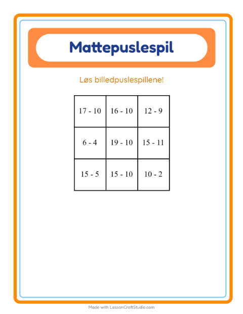 Forhåndsvisning af Matematikpuslespil-arbejdsark med Påske til 1. klasse