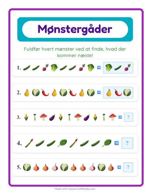 Mønstre – Grøntsager