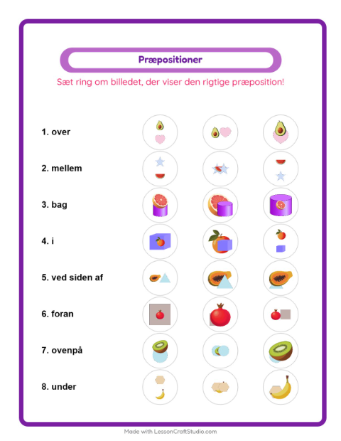 Forholdsord kryds – Frugter