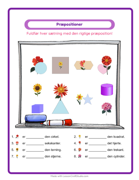 Forholdsord skriv – Blomster