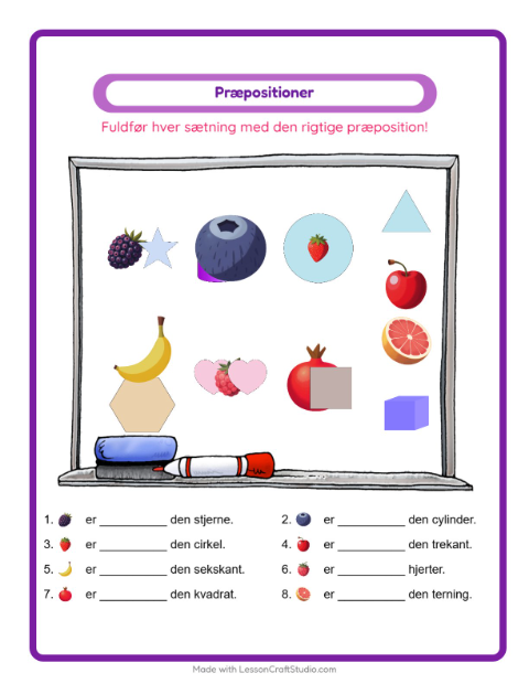 Forholdsord skriv – Frugter