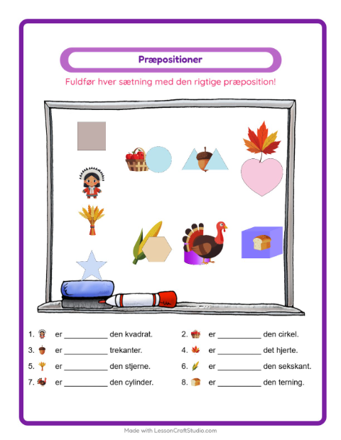 Forholdsord skriv – Thanksgiving