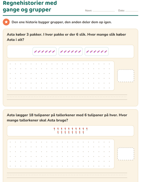 Forhåndsvisning af Regnehistorier-arbejdsark med Påske til 3. klasse