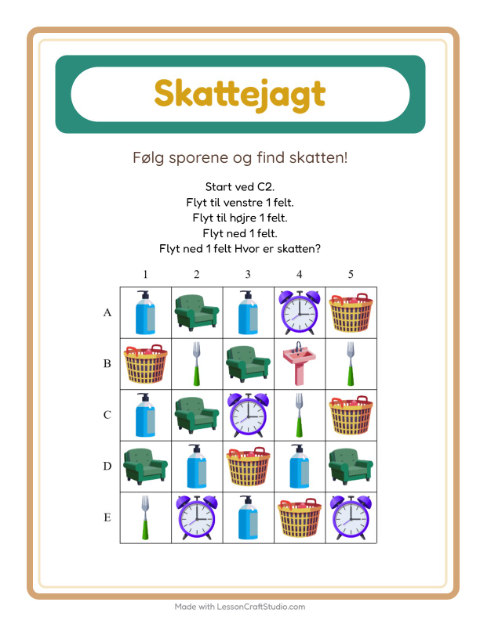 Forhåndsvisning af Skattejagt med pile: ting – opgave til print