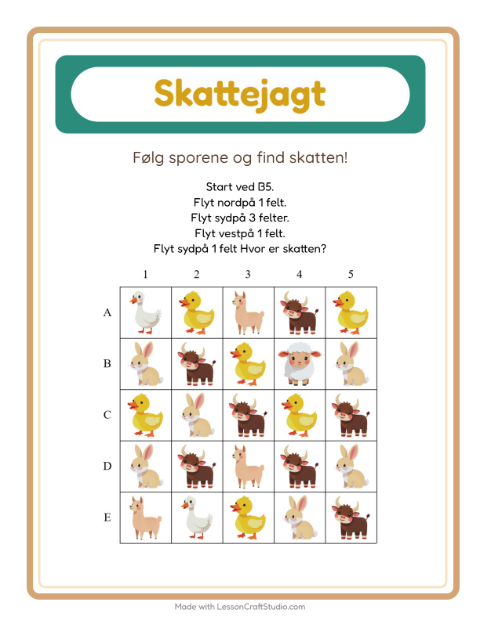 Skattejagt med kompas – Bondegårdsdyr