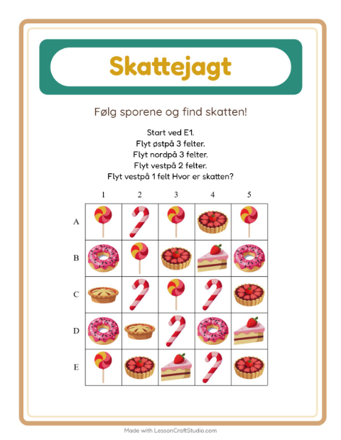 Skattejagt med kompas – Desserter og slik