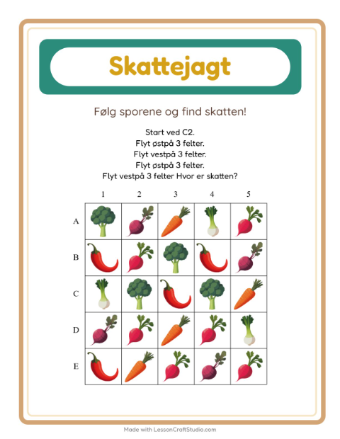 Skattejagt med kompas – Grøntsager