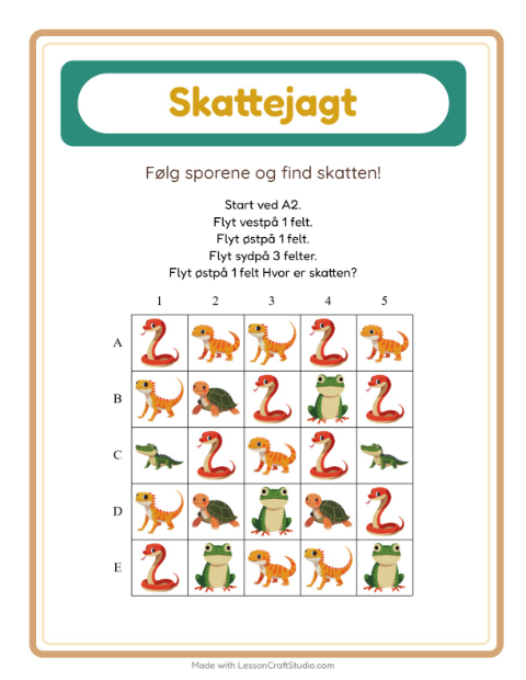 Skattejagt med kompas – Krybdyr og padder