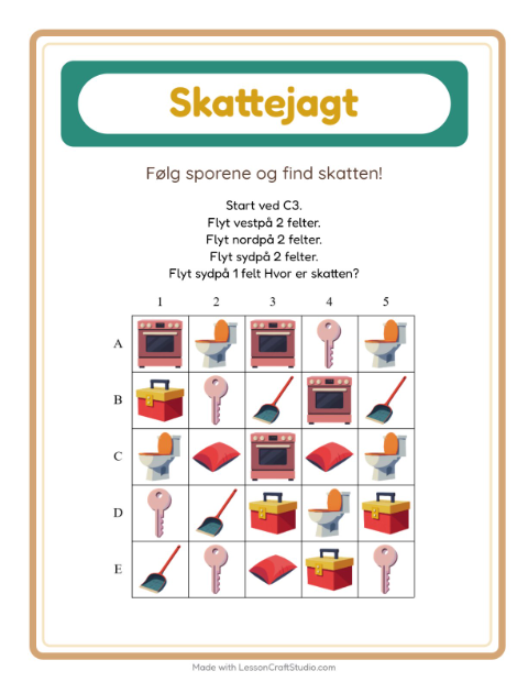 Skattejagt med kompas – Rundt i huset