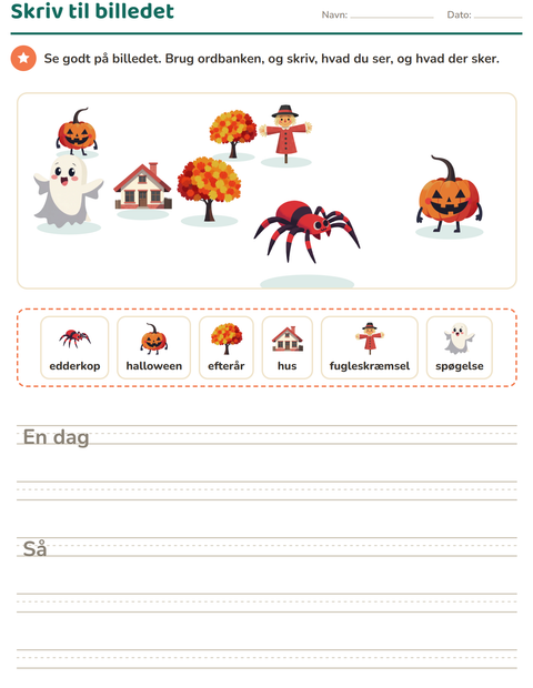 Forhåndsvisning af Skriv til billedet-arbejdsark med Diverse til 2. klasse