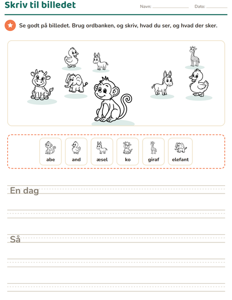 Forhåndsvisning af Skriv til billedet-arbejdsark med Dyr SH 3 til 2. klasse