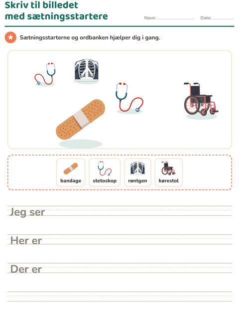 Forhåndsvisning af Skriv til billedet-arbejdsark med Hospital til 2. klasse