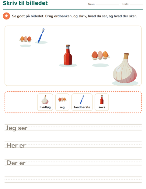 Forhåndsvisning af Skriv til billedet-arbejdsark med I supermarkedet til 2. klasse