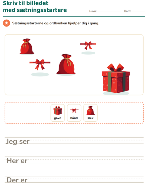 Forhåndsvisning af Skriv til billedet-arbejdsark med Jul til 2. klasse