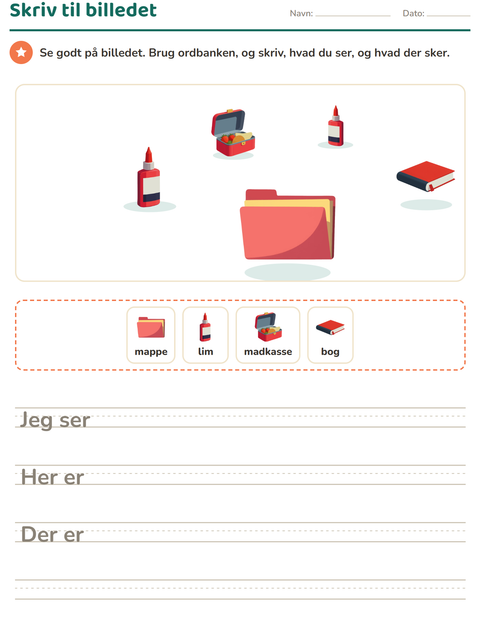 Forhåndsvisning af Skriv til billedet-arbejdsark med Klasseværelse til 2. klasse