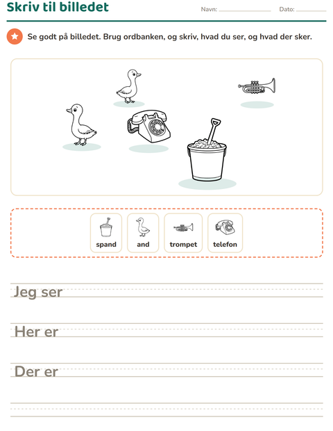 Forhåndsvisning af Skriv til billedet-arbejdsark med Legetøj SH 2 til 2. klasse