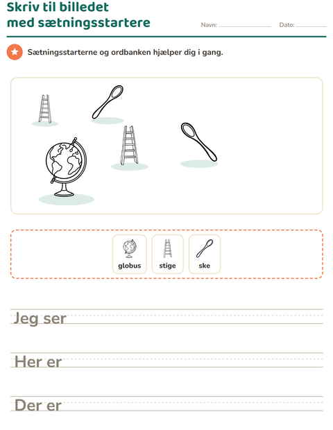 Forhåndsvisning af Skriv til billedet-arbejdsark med Objekter SH til 2. klasse