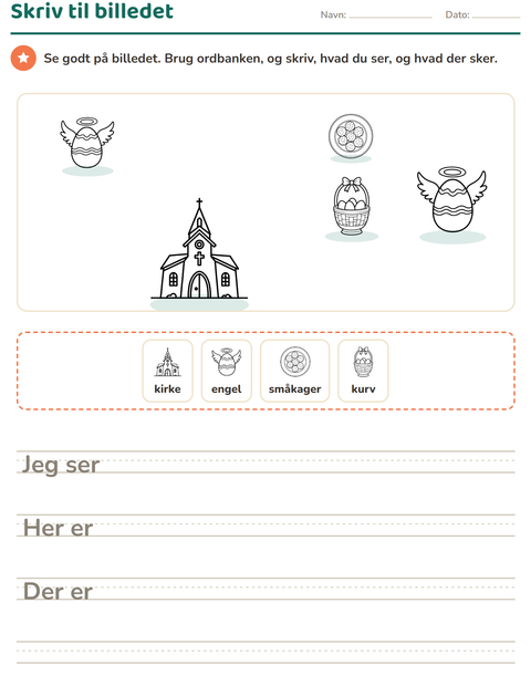 Forhåndsvisning af Skriv til billedet-arbejdsark med Påske SH 2 til 2. klasse