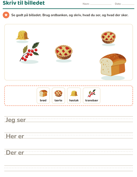 Forhåndsvisning af Skriv til billedet-arbejdsark med Thanksgiving til 2. klasse