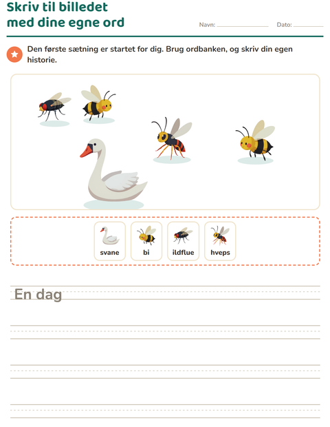 Forhåndsvisning af Skriv til billedet-arbejdsark med Ting der flyver til 2. klasse