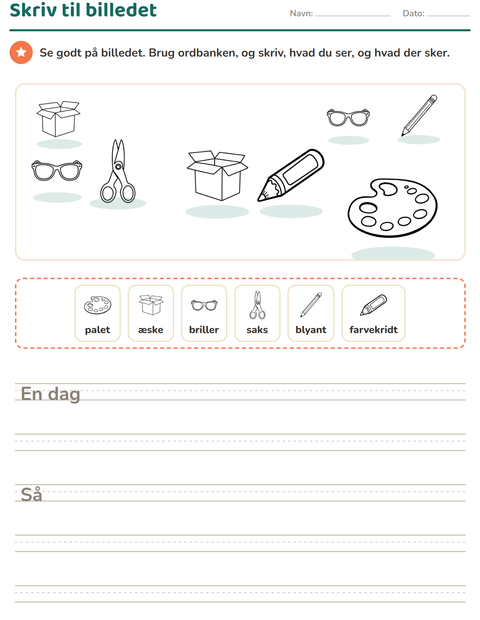 Forhåndsvisning af Skriv til billedet-arbejdsark med Uddannelse SH til 2. klasse