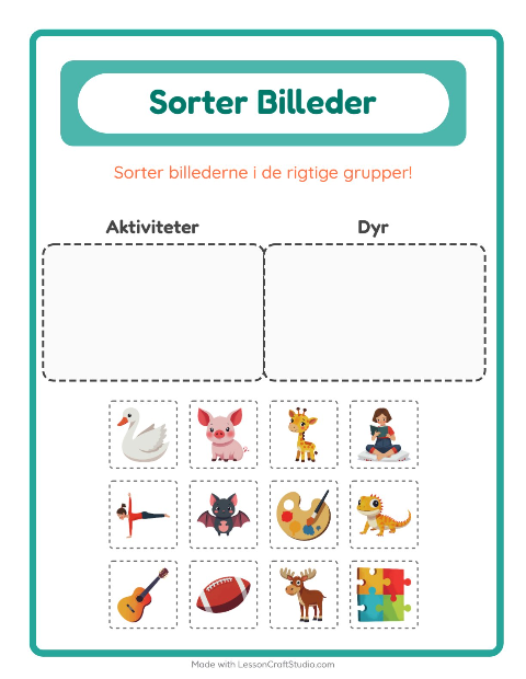 Sortér billederne: Aktiviteter og Dyr