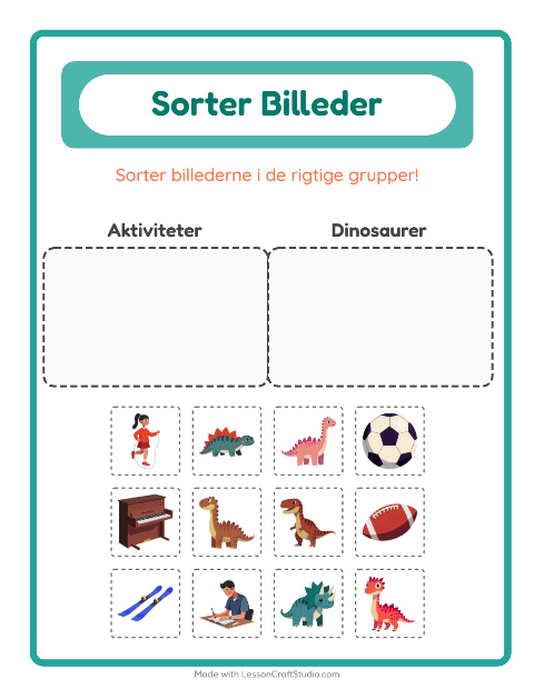 Sortér billederne: Aktiviteter og Dinosaurer
