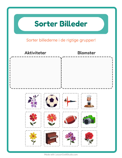 Sortér billederne: Aktiviteter og Blomster