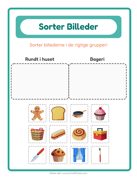 Sortér billederne: Rundt i huset og Bageri