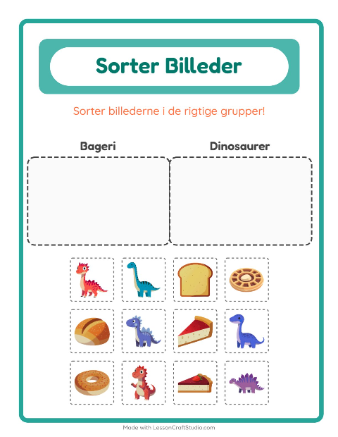 Forhåndsvisning af Sortér Billeder-arbejdsark til Børnehaveklasse