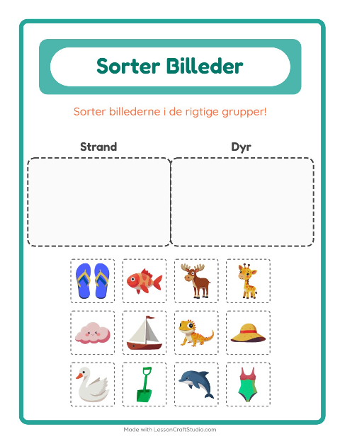 Sortér billederne: Strand og Dyr