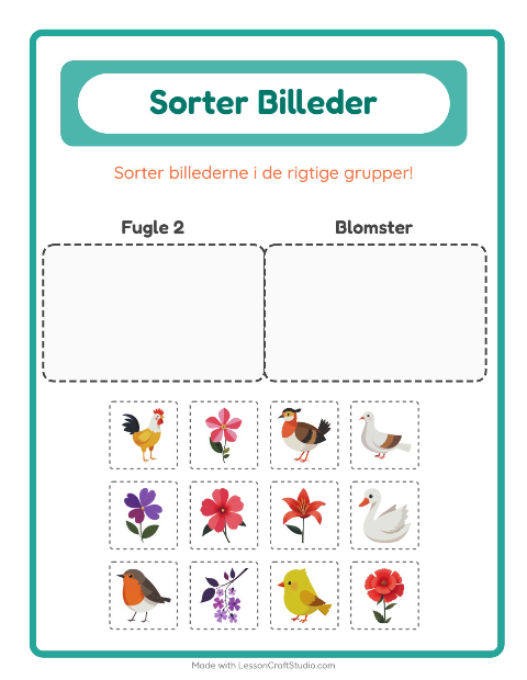 Sortér billederne: Fugle 2 og Blomster