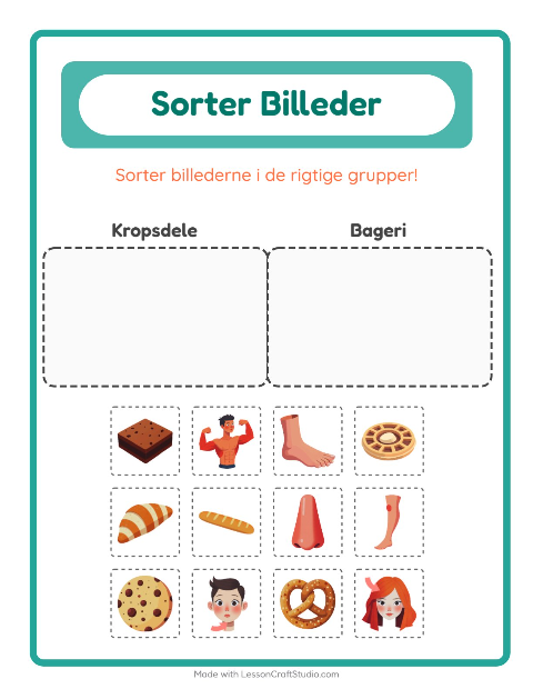 Sortér billederne: Kropsdele og Bageri
