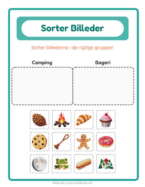Sortér billederne: Camping og Bageri